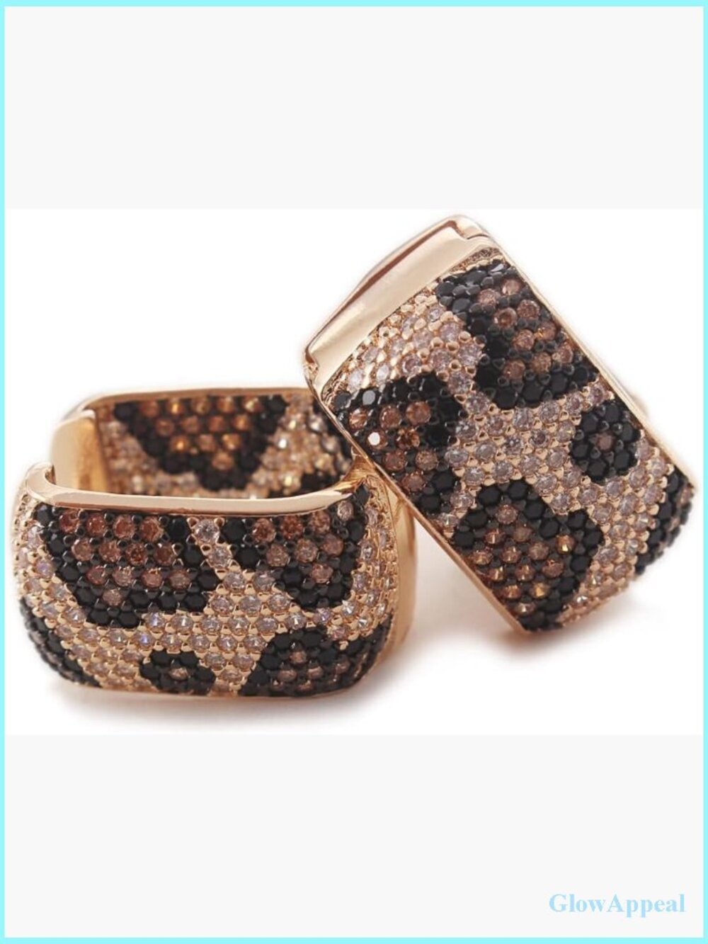Leopard Print Hoop Earrings Cubic Zirconia Gold Plated Statement Circle Huggie